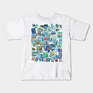 From all over the world - postage stamps blue Kids T-Shirt